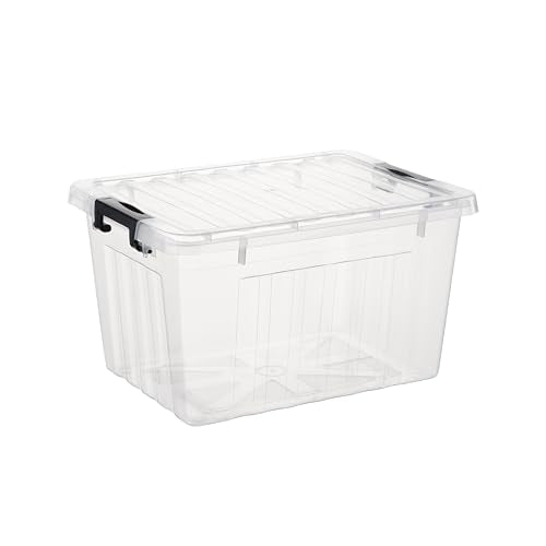 CETOMO LIDDED STORAGE BIN STACKABLE STORAGE BOX ORGANIZING CONTAINER - CLEAR - Like New
