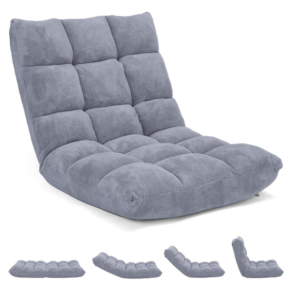 GIANTEX 14-POSITION FLOOR SOFA FOLDING GAMING SOFA CHAIR HV10355GR  - Gray - Like New