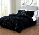 Casa Platino King Size Comforter Set 4 Piece B09B4F5B4L - Pinch Pleat (Black) - Brand New