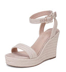 VICKI VICKI Women's Platform Sandals Wedge Ankle Open Toe Apricot Size 7 - Like New