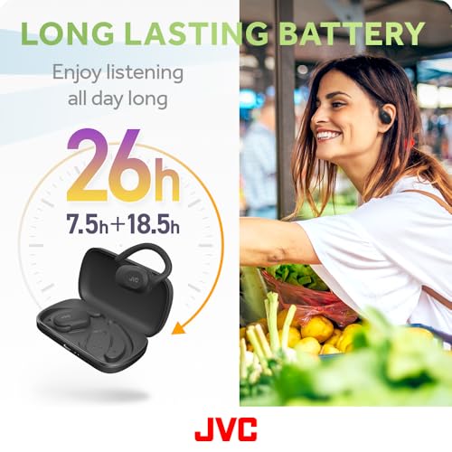 JVC NEARPHONES OPEN EAR TRUE WIRELESS HEADPHONES - BLACK - HA-NP40T - Like New