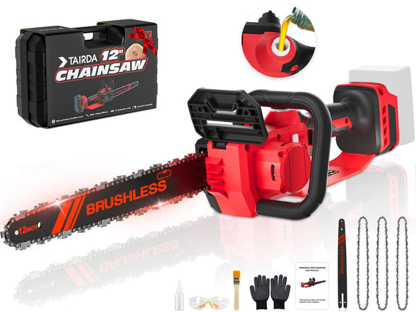TAIDRA 12" CHAINSAW COMPATIBLE FOR MWK 18V NO BATTERY - TOOL ONLY RED - Like New