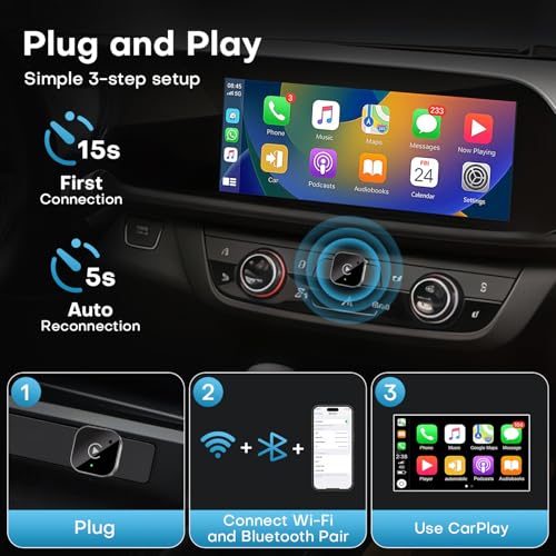 SHRANDI 2-IN-1 WIRELESS CARPLAY ANDROID AUTO ADAPTER WIRELESS DONGLE - BLACK - Like New