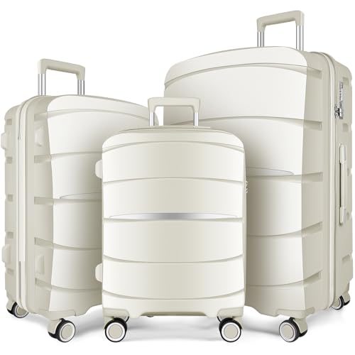 AXIDOU LUGGAGE SETS WITH SPINNER WHEELS (20/24/28 INCH), PP+ABS SUITCASE SETS Like New