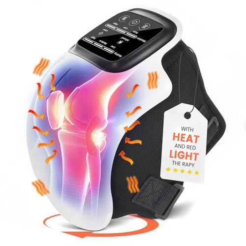 POKYTCOX LARGE LED SCREEN CORDLESS KNEE MASSAGER WITH HEAT AND VIBRATION - WHITE - Like New