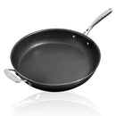GRANITESTONE 14" NONSTICK FAMILY FRY PAN WITH HELPER HANDLE - BLACK - Brand New