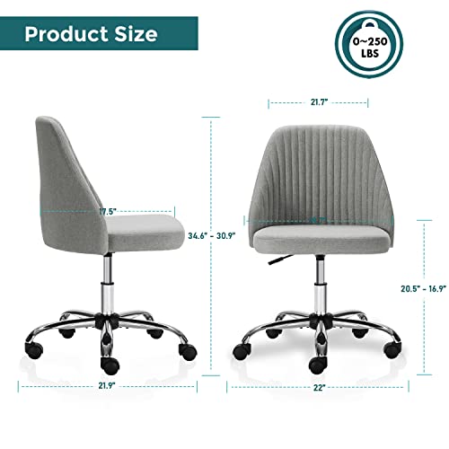 SMUG HOME OFFICE DESK CHAIR ADJUSTABLE WITH WHEELS ARMLESS - DARK GRAY - Like New