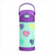 THERMOS FUNTAINER WATER BOTTLE STRAW 12 OUNCE KIDS STAINLESS STEEL - HEARTS - Like New