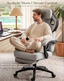 DOWINX BIG AND TALL GAMING CHAIR WITH FOOTREST LS-MB33B02 - GRAY - Like New