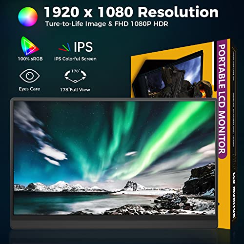 HAMTYSAN PORTABLE MONITOR 15.6" FHD 1080P HDMI EXTERNAL MONITOR - BLACK - Like New
