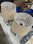 GENERIC MODERN SILVER TABLE LAMPS SET OF 2 22INCH TALL LAMPS LIVING ROOM BEDROOM - Like New