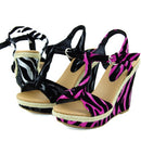 B0090XZTZY TOP Moda Women's Book-3 Black Black Ankle Strap Wedge Shoes, Size 8 - Brand New