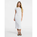 NO BOUNDARIES WOMEN'S MIDI DRESS,CAP SLEEVES, SIZE: XS - PLATINUM SILVER HEATHER - Brand New