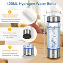 HYDROGEN WATER BOTTLE, PORTABLE HYDROGEN WATER GLASS BOTTLE, 420ML - CLEAR/SS - Like New