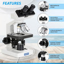 OMAX AMSCOPE OMAX 40X-2000X LAB LED BINOCULAR LABORATORY MICROSCOPE - BLACK - Like New