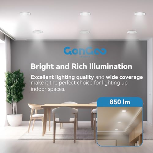 GONGOO LIFESTYLE 6 PACK LED RECESSED LIGHT 6INCH 5CCT FLAT LED CAN LIGHTS - Like New