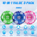 PIOSLEAI 39" SNOW TUBE SLED, 3PACK SLEDS FOR KIDS ADULT, THICKENED - BLUE/GREEN - Like New