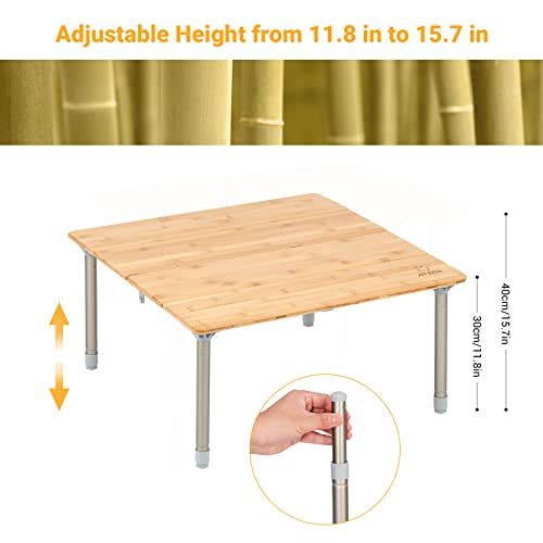 ATEPA Bamboo Folding Camping Table Height Adjustable Lightweight - Like New