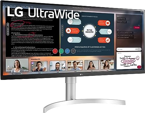 LG UltraWide Monitor 34" FHD 2560 x 1080 IPS Display VESA 34WN650-W - Silver - Like New