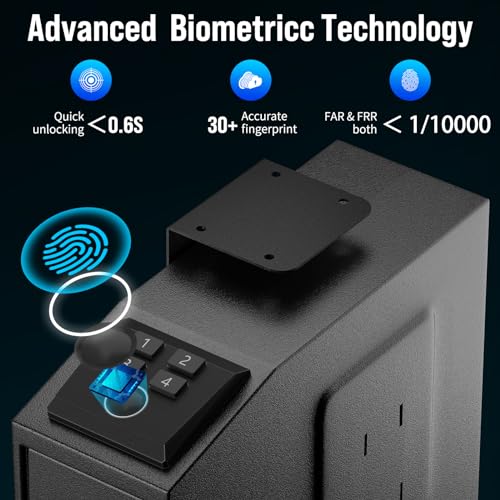 CLUTTO BIOMETRIC SLIDER GUN SAFE FOR HANDGUN FINGERPRINT GUN SAFE - BLACK New