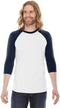 BB453W American Apparel Unisex 3/4-Sleeve Raglan T-Shirt New