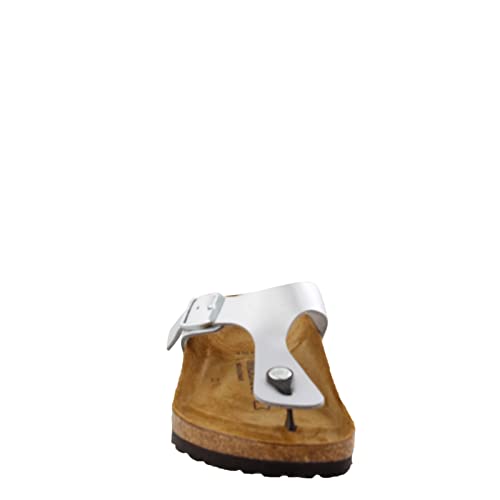 BIRKENSTOCK GIZEH BIRKO-FLOR METALLIC SILVER SIZE 41 MEN 8 WOMEN 10 - Like New
