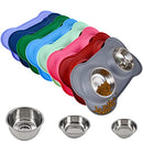 JUQIBOOM DOG BOWLS 2 STAINLESS STEEL BOWL WITH NON SPILL SKID - GRAY - Like New