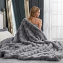 COZY BLISS FAUX FUR THROW BLANKET FOR COUCH, 50 * 60 INCHES - LIGHT GRAY - Like New