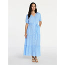 TIME AND TRU WOMEN’S CRINKLE MAXI DRESS SHORT SLEEVES - SIZE: XL - BLUE SPRINGS - Brand New