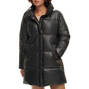 LEVI'S FAUX LEATHER MID-LENGTH PUFFER COAT - SIZE: WOMEN M - BLACK - Brand New