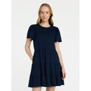 TIME AND TRU WOMEN'S PLUS COTTON SWING DRESS SHORT SLEEVES SIZES 2XL - DARK NAVY - Brand New