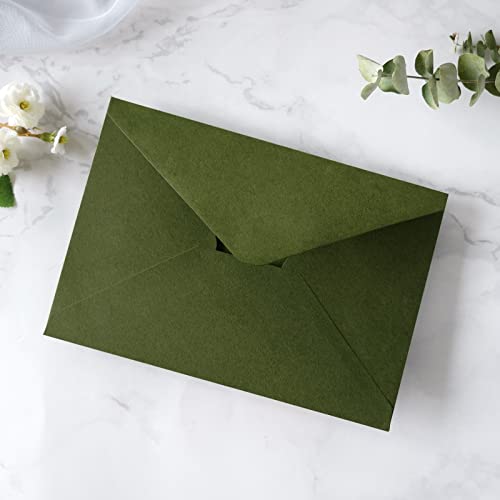 PONATIA 50 pcs. Pack A7 Envelopes 5.25 x 7.5'' Olive Green Envelopes - Brand New