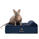 NOAH & PAW ORTHOPEDIC MEMORY FOAM SOFA DOG BED - SIZE: YOUTH 20*15*8 - DARK BLUE - Like New