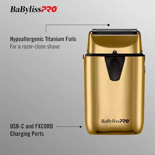 BABYLISSPRO UVFOIL UV-DISINFECTING METAL SINGLE-FOIL SHAVERS - GOLD - Like New