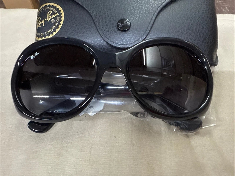 RAY BAN RB4191 SUNGLASSES ROUND POLISHED BLACK GRADIENT GRAY FRAME - BLACK/GRAY - Like New