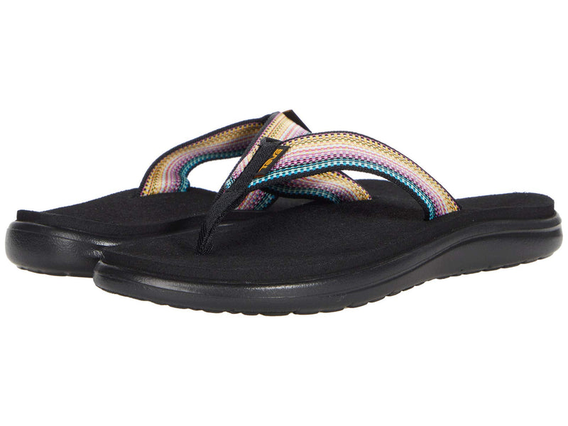 TEVA WOMEN'S VOYA FLIP-FLOP SANDALS IN BLACK/MULTI SIZE 9 BLACK/MULTI - Brand New