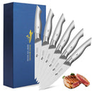 MAD SHARK PREMIUM STEAK KNIFE SET OF 6 RAZOR SHARP BLADE DJN013 - SILVER - Like New