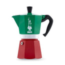 BIALETTI MOKA EXPRESS POT 6 CUPS (9 OZ), ALUMINIUM COLORED, SILVER RED/GREEN - Like New
