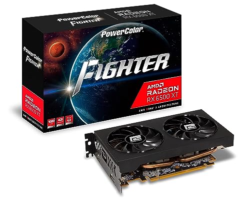 POWERCOLOR FIGHTER AMD RADEON RX 6500 XT GAMING GRAPHICS CARD WITH 4GB MEMORY - Like New