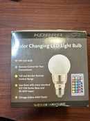 KOBRA COLOR CHANGING LED 4 LIGHT BULBS W/ 2 REMOTES 3W E26/E27 - WHITE SILVER - Like New