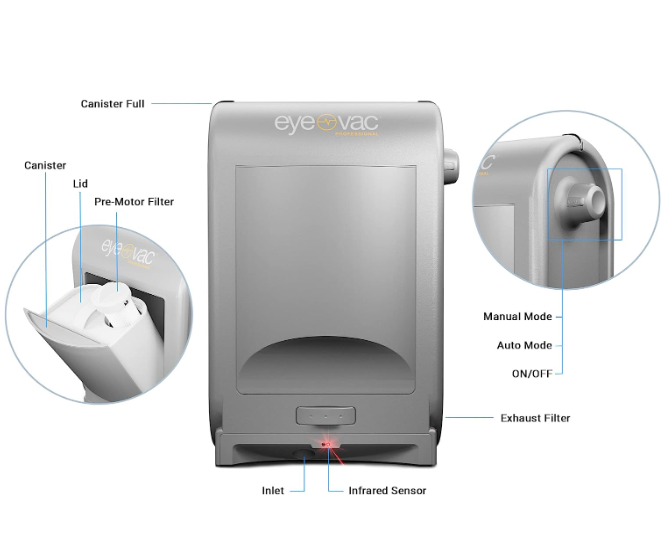 EyeVac PRO Automatic Touchless 1400 Wats Professional Vacuum Silver EVPRO-S - Like New