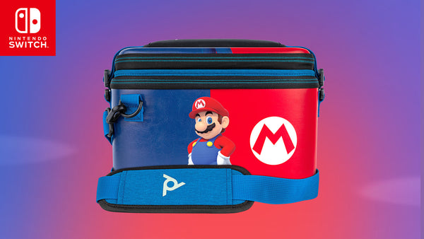 NINTENDO SWITCH PDP OVERNIGHT CASE: POWER POSE MARIO NINTENDO SWITCH - BLUE/RED - Like New