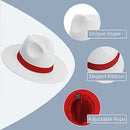 SAJUZEN WOMENS & MENS FEDORA HATS, WIDE BRIM , SIZE: L/XL - WHITE/RED - Like New