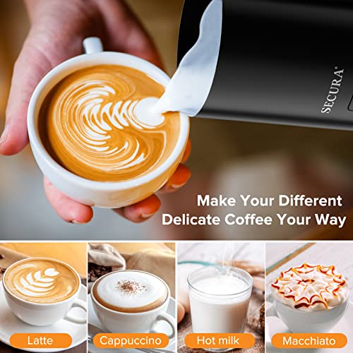 SECURA ELECTRIC MILK FROTHER, AUTOMATIC MILK STEAMER WARM OR COLD FOAM - BLACK - Like New