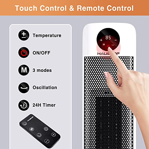 HAUSHOF 1500W TOWER SPACE HEATER - WHITE - Like New