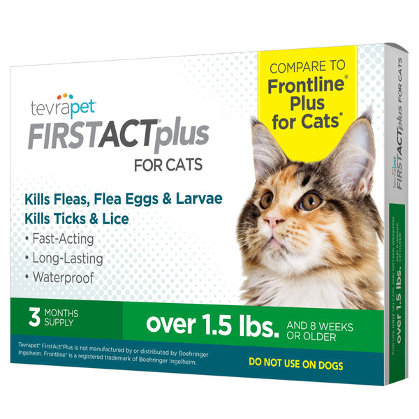 TEVRAPET FIRSTACT PLUS FLEA AND TICK TOPICAL FOR CATS 3 DOSE WATERPROOF - Like New