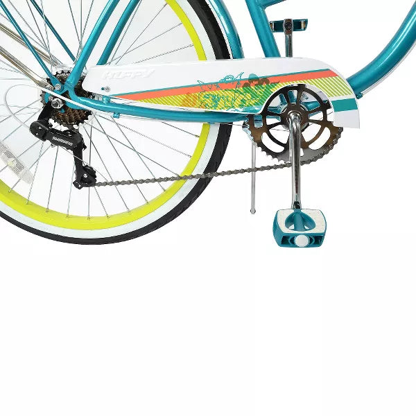 HUFFY SOUTHWIND CRUISER BIKE - 26" WHEELS - 7 SPEEDS - BASKET - TEAL - Like New