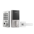 PHILIPS SATIN NICKEL SINGLE CYLINDER ELECTRONIC DEADBOLT WITH LEVER SET - NICKEL - Like New