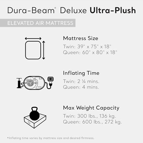 INTEX DURA-BEAM DELUXE ULTRA PLUSH AIR MATTRESS FIBER-TECH BUILT-IN - MULTI - Like New