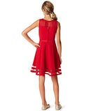 CALVIN KLEIN GIRLS' SLEEVELESS FIT AND FLARE PARTY DRESS, WOMEN 14, CHERRY - Brand New